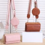 Wholesale Women Fashionable Multifunctional Flap Zipper Square Coin Purse Pendant Wide Side Shoulder Strap PU Crossbody Bag