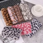 Wholesale Women Fashion Creative Plush Leopard Zipper Long Purses
