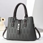 Women Fashion Color Contrast Crocodile Pattern Handbag - Image 2