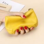 Women Fashion Casual Solid Color Soft Cowhide Zipper Small Wallet - Image 3