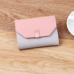 Women Basic Folding Buckle Design Color Blocking PU Wallet - Image 2