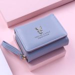 Women Basic Zipper Buckle Folding Design PU Wallet