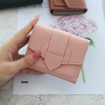 Women Fashion Solid Color Tri-Fold Compact Wallet