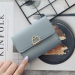 Women Fashion Personality Small Lock Metal Buckle Ladies Short Wallet - Image 2