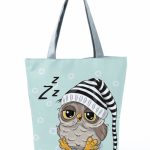 Wholesale Simple White Creative Cartoon Owl Print Shopping Bag - Image 10