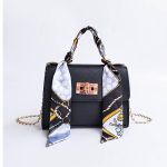 Wholesale Fashion Solid Color Silk Scarf Hand Chain Crossbody Bag