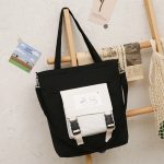 Wholesale Student Campus Large-Capacity Square Canvas Shoulder Tote Bag Letter Shopping Bag - Image 13