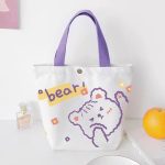 Wholesale Women Simple Cartoon Cute Lamb Print Canvas Shopping Bag - Image 11