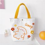 Wholesale Women Simple Cartoon Cute Lamb Print Canvas Shopping Bag - Image 12