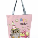 Wholesale Simple White Creative Cartoon Owl Print Shopping Bag - Image 18