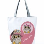 Wholesale Simple White Creative Cartoon Owl Print Shopping Bag - Image 19