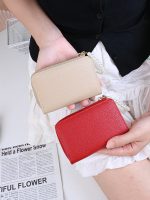 Women Fashion Solid Color Litchi Pattern Short Pearl Chain Multi-Card Coin Wallet - Image 3