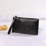 Women Fashion Solid Color Crocodile Pattern Coin Wallet - Image 2