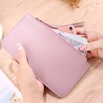 Women Fashion Simple Solid Color Soft Double Layer Wallet - Image 3