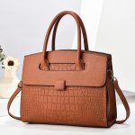 Wholesale Women Fashion Casual Solid Color Large Capacity Crocodile Pattern Handbag - Image 3