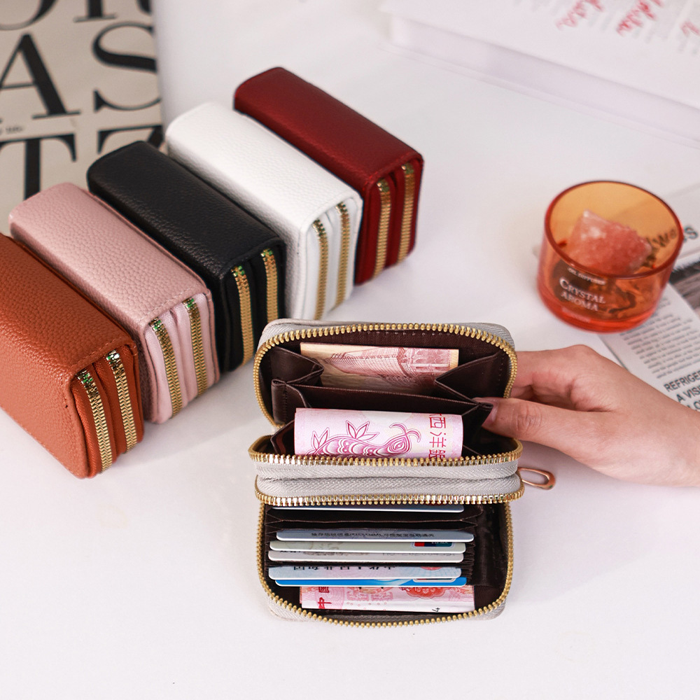 main_2-1020 Women Fashion Multi-Card Double-Layer Zipper Transparent Window Large Capacity Wallet - Image 1