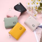 Women Basic Zipper Design Flower Pendant Solid Color PU Wallet - Image 2
