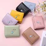 Women Basic Cute Dinosaur Pattern Folding Buckle Design PU Wallet - Image 2