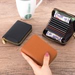 Women'S Fashion Lychee Organ Card Holder Multiple Card Slots Solid PU Zipper Wallet - Image 2