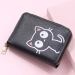 Women Fashion Black Print Pattern Compact Zipper Wallet - Image 3