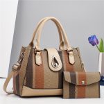 Women Fashion Casual Color Block Large Capacity Pu Handbag Two-Piece Set - Image 3