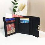 Women Minimalist Trifold Flap Mini Wallet Card - Image 2