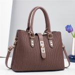 Wholesale Women Fashion Casual Solid Color Vertical Stripes Large Capacity Handbag - Image 3