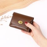 Wholesale Women Simple Solid Color Flap Lock Square Mini Wallet - Image 2