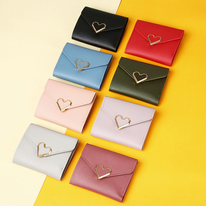 main_2-1212 Women Fashion Heart Shape Flap Square Mini Wallet - Image 1