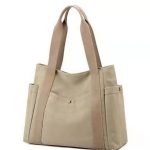Wholesale Women Casual Solid Color Large Capacity Clutch One Shoulder Tote Canvas Bag