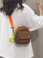 Wholesale Street Fashion Simple Contrast Canvas Crossbody Bag - Image 2