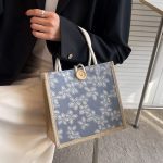 Wholesale Simple Floral Print Canvas Tote Bag - Image 2