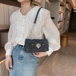 Women Fashion Casual Denim Stitching Canvas Shoulder Bag - Image 2