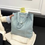 Wholesale Women Fashionable Simple Solid Color Large Capacity Canvas Tote Bag - Image 3