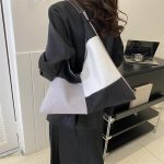 Wholesale Women Fashion Canvas Patchwork Color Block Shoulder Bag - Image 3