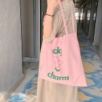 Wholesale Women Simple Large Capacity Letter Floral Print Canvas Tote Bag