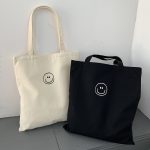 Wholesale Women Fashion Smiley Print Large Capacity Canvas Tote Bag - Image 3