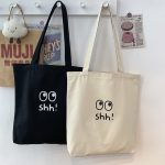 Wholesale Women Fashionable Funny Expression Print Large Capacity Canvas Tote Bag - Image 2