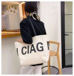 Casual Simple Large Capacity Letter Vintage Canvas Tote Bag - Image 3