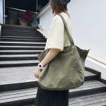 Women Fashion Retro Solid Color Large Capacity Canvas Tote Bag - Image 2