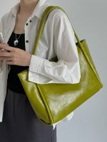 Women Casual Simple Solid Color Large Capacity Tote Bag - Image 3