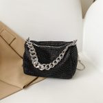 Wholesale Women Fashion Cylinder Chain Rhinestone Zipper Crossbody Bag - Image 2