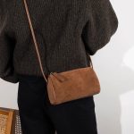 Wholesale Women Retro Autumn And Winter Suede Cylindrical Frosted Crossbody Bag - Image 5