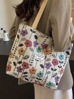 Wholesale Women Fashion Casual Large Capacity Floral Printed Canvas Tote Bag - Image 3