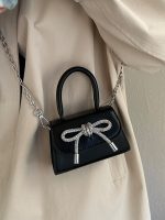 Women Fashion Solid Color Rhinestone Bowknot Crossbody Bag - Image 4