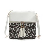 Women Contrast Color Leopard Tassel Bag - Image 3