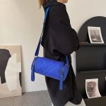 Women Fashion Solid Color Rhomboid Cylindrical Crossbody Bag - Image 3