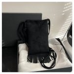 Women Retro Solid Color Frosted Tassel Crossbody Bag - Image 2