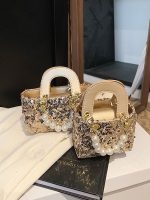 Wholesale Summer Shiny Sequin Pearl Strap Crossbody Mini Bag - Image 3