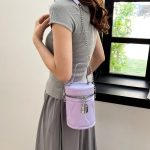 Wholesale Women Fashion Casual Solid Color Cylinder Bucket Chain Crossbody Bag - Image 3